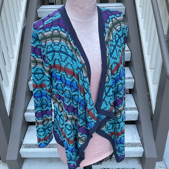 Nic+Zoe colorful aztec cascade waterfall sweater Petite PL - Picture 7 of 11